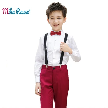 Moda de niños ropa de niños conjuntos de camisa blanca pantalón rojo de niño ropa de bebé niño niños alumno traje de fiesta vestidos de uniforme