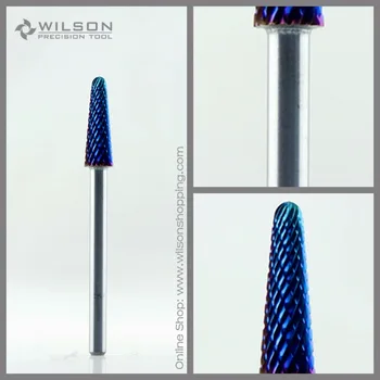 5 pcs/set - Cono de Bits Media (M-113101) - Azul de Recubrimiento de Nano - WILSON de Carburo de Tungsteno de Uñas Bits Eléctrico Manicura Dril