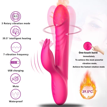 360°Rotación de Calefacción Conejo Vibrador Para Mujeres de Gran Consolador Clítoris Vagina Vibrador juguetes Sexuales para la Pareja de Adultos Masturbador Masajeador