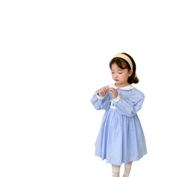Las niñas de Bebé de la Camisa de Vestido Bordado 2021 Niños coreanos de la parte Occidental de la Princesa Vestido de las Niñas de Bebé de Moda de Fiesta/Vestido de cumpleaños