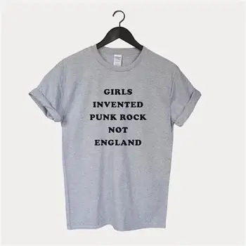 Nuevas Chicas De Moda Inventó El Punk Rock No Inglaterra Letras De Impresión T-Shirt Para Las Mujeres De Manga Corta Algodón T-Shirt Talla Plus