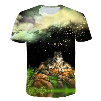 2020 lindo 3D de animales Camiseta de niños ropa de Verano Corto Impreso lobo t-shirt Niños Ropa de Adolescente los Niños Tops