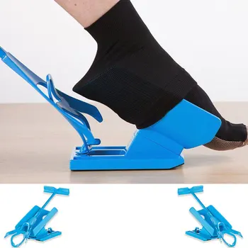 1pc Calcetín Regulador de las Ayudas Azul Auxiliar Kit de Ayuda a Poner los Calcetines En Off No Curvado Cuerno del Zapato Adecuado Para los Calcetines de los Pies Abrazadera de Soporte