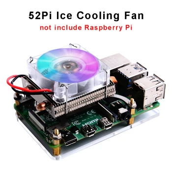 52Pi de HIELO de la Torre de Raspberry Pi 4B Ventilador de Refrigeración de colores RGB Cambio de la Luz del Enfriador de Acrílico con Caso para Raspberry Pi 4 B/3B+/3B