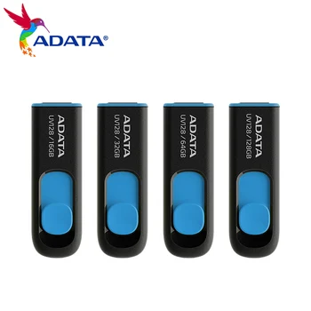 ADATA USB 3.2 128 GB Unidad Flash Retráctil Capless Pen Drive de 64 gb UV128 Unidad Flash USB de 32 gb 16 GB de Alta Velocidad Pendrive Para PC