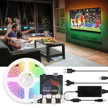 WS2812b Direccionable Ambiente RGB USB LED de Luz de Tira con el Conector para PC Android TV de Pantalla Retroiluminación LED Strip Kit 1M-5M