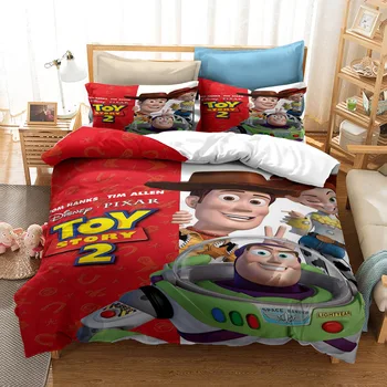Disney Toy Story, juego de cama Woody, Buzz Lightyear Niños 3D funda de Edredón funda de Almohada de dibujos animados Toy Story 4 textiles para el Hogar