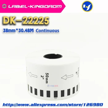 2 Rollos de Recarga Genérico DK-22225 Etiqueta 38mm*30.48 M Continua Compatible para Brother Impresora de Etiquetas de Color Blanco DK-2225 DK22225