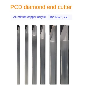 Diamante PCD molino de extremo de un solo filo de doble filo 2-hoja de cuchillo de acrílico de cobre de aluminio de 3 acero de tungsteno de la manija 4 5 6 8 mm