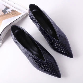 XGRAVITY Patrón de Cocodrilo Diseñador de la Vendimia de los Zapatos de Noche de las Señoras de la Moda en Punta en V Corte de Mujer Zapatos de Tacón Alto de las Bombas Sexy C076