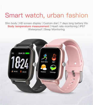 Reloj inteligente de la Temperatura Hombres Mujeres 2021 Presión Arterial Frecuencia Cardíaca de las Mujeres de Fitness Tracker Impermeable Smartwatch para iOS, Android