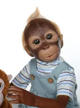 Macaco Muñeca reborn juguetes de bebé 21inch 52cm cuerpo de algodón de silicona mono muñeca realista orangutanes Cosplay Simios muñeca niño de regalo