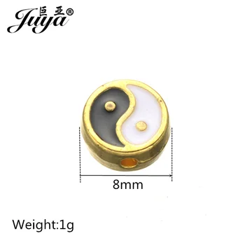 JUYA 30 mm 8 mm de Oro/Tai Chi Patrón de Aleación de Zinc Espaciador Perlas Para la Pulsera del Collar de la Joyería de BRICOLAJE Accesorios para la elaboración de Mayorista