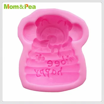 Mom&Pea MPA1879 Ser Feliz en Forma de Silicona Molde de la Torta de la Decoración de la Tarta Fondant en 3D de moldes de Grado de Alimentos de Jabón del Molde