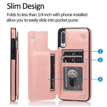 Cuero Flip Wallet Case Para Samsung A10 A20 A30 A40 A50 A70 la Cubierta del Teléfono Para la Galaxia S7 Borde S8 S9 S10 S10E Plus Nota 8 9 10 Pro