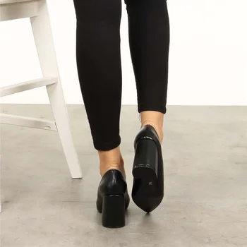 Mio Gusto de la Marca Anna Color Negro de Tacón de 7Cm de Altura de Alta Calidad de las Mujeres Bombea los Zapatos