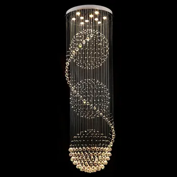 Moderno de Cristal Lámpara de Techo de Cristal Lustres De Sala lámpara de Techo Largo de Iluminación con 7 GU10 Bombillas MC0546 D500mm H2750mm