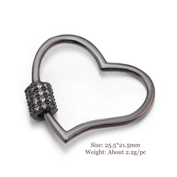 Corazón Sahpe Con Cubic Zirconia Ganchos de Mosquetón de la Joyería de Marca Para Niñas DIY Collar de las Pulseras hechas a Mano Accesorios