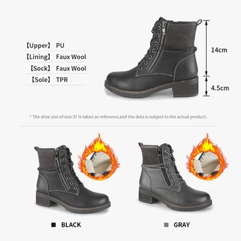 U-DOBLE de la Nueva Llegada del Invierno Zapatos de las Mujeres Calientes de la Felpa de Tobillo Botas de Gran Tamaño de la Mujer de lujo 2020 Dedo del pie Redondo Cremallera de la Moda de las Botas de Combate