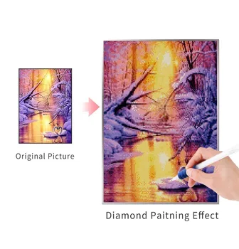 AZQSD el Bordado de Diamantes de Nieve en Invierno 5d Bricolaje Diamante Mosaico de Cisne de Diamante de la Pintura de la Decoración del Hogar de punto de Cruz Manualidades