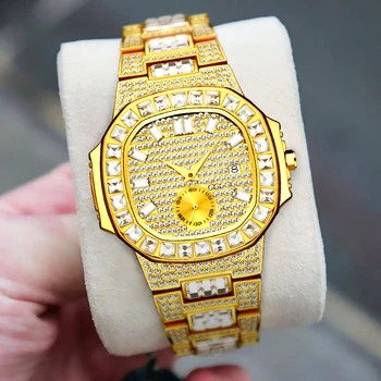 Mens Relojes de Lujo de la Marca de 18 quilates Chapado en Oro de Cuarzo reloj de Pulsera de Moda Reloj de Diamantes Baguette Completo de Acero Etiqueta Heuerwatch