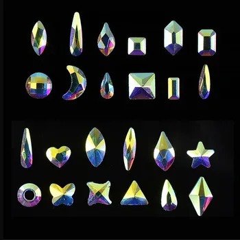 Cristal AB de Uñas de Arte de diamantes de Imitación de Joyas de Cristal de las planas Brillo del Diamante 3D Consejos de Decoración Mezcla Forma del Salón de Suministro