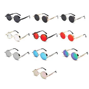 Kachawoo ronda steampunk gafas de sol de los hombres de la vendimia gafas de steam punk gafas de sol para mujer de verano de 2018, los hombres de regalo UV400