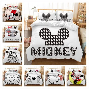 Disney Mickey Minnie juego de Cama Hijos Adultos de Navidad textiles para el Hogar Individual Reina Rey Tamaño de la funda de Almohada funda de Edredón de Regalo