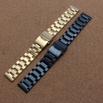 18mm 20mm 22mm Negro Oro correas de reloj de cuarzo Relojes de los hombres de Seguridad de la Hebilla hebillas de acero Inoxidable correa de Reloj de la pulsera de la promoción