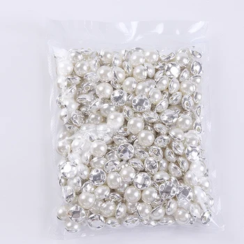 RESEN 6mm 8mm 10mm,12mm de Coser Perlas de Perlas de Tamaño de la Mezcla de Garra de diamantes de Imitación de Coser En la Perla de la Ronda de Strass de Cristal Para la Tela de la Ropa de Vestir