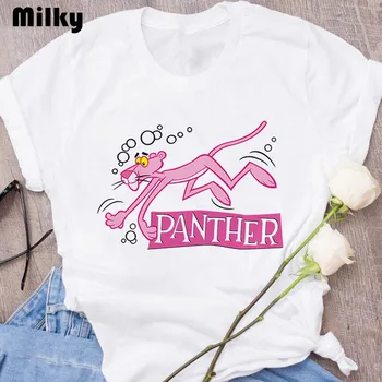 Camiseta de Pantera Rosa Mujer T-shirt Para las Mujeres de Impresión de la camiseta de moda de Verano de 2020 Tops de Manga Corta de la Camiseta de la camiseta