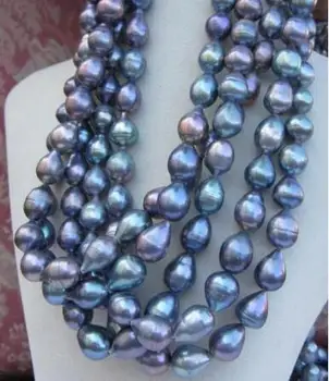CALIENTE Enormes 11-13mm SUR del MAR negro azul barroco collar de perlas