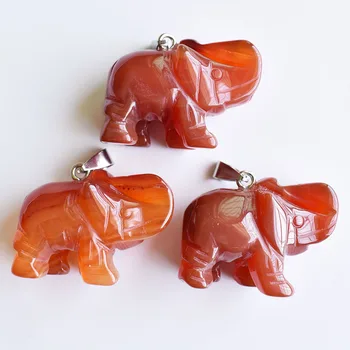 Mayorista 6pcs/lot venta caliente de calidad superior Tallada rojo natural de ónix elefante encantos colgantes de ajuste para la fabricación de joyas gratis