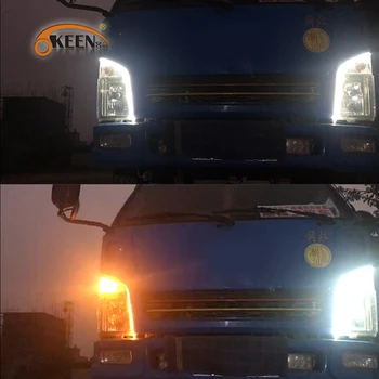 OKEEN 2pcs 24V Flexible Impermeable Universal del Camión Led de luces de circulación diurna Diurna de la Luz que Fluye a su Vez las Luces de la Señal Para los Camiones que las Luces de los Coches