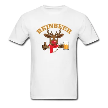 Verano Reinbeer de la Camisa de los Hombres T-shirt la ingesta de Cerveza Reno de la Navidad Divertida Camiseta de Algodón Superior Camisetas de Regalo Ropa Camiseta Pulgar Arriba