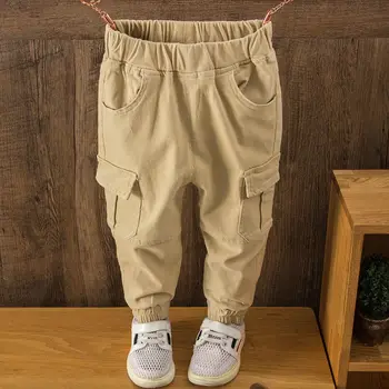 2020 Nuevo chico de los pantalones para el otoño recta pantalones de niños monos de bebé sólido bolsillos de los pantalones niños pantalones niños ropa