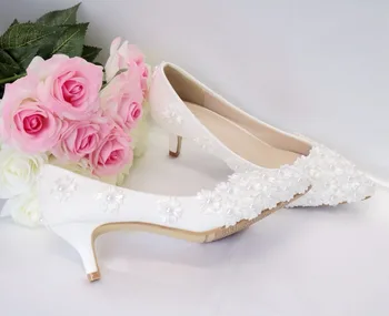 Cristal de la Reina Blanca con Abalorios de Flores zapatos de Tacón Alto Zapatos de la Boda de 5CM Tacones de Novia Bombas de Zapatos de las Mujeres Zapatos de Fiesta Y Zapatos de Noche