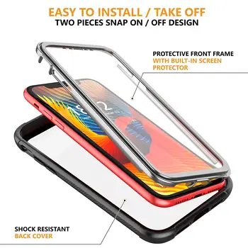 Para el iPhone 11 Pro MAX X XS Max XR Caso De 360 Grados de Protección de cuerpo Completo Resistente Claro Parachoques con Construido en Protector de la Pantalla
