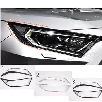 Para Toyota RAV4 2019 2020 Coche Estilo de la Cabeza Frente a la Luz de la Lámpara de la Campana de Moldeo Marco de Cubierta de la etiqueta Engomada de la Moldura 2pcs（Tres Colores）
