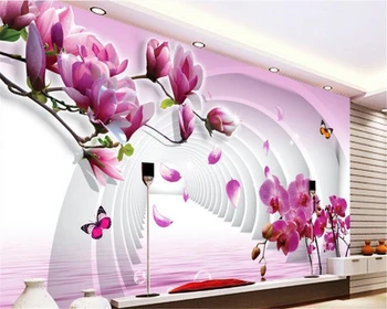 Beibehang Gran Personalizado Magnolia TV 3D de la Sala de estar del Dormitorio de Fondo Decoración para el Hogar
