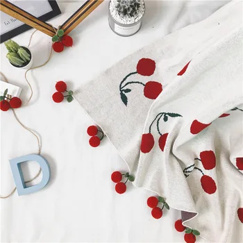COMPLEMENTOS de diseño creativo de Fresa/la Cereza de jacquard de algodón patrón de tejidos de punto manta puro estilo pastoral de la mejor navidad de regalo
