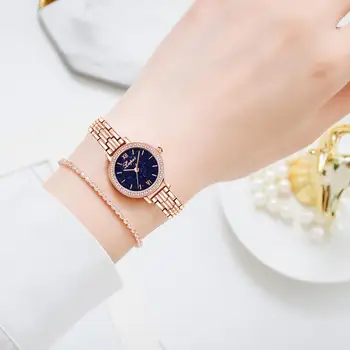 De Lujo De Las Señoras Reloj De Diamantes Pulsera De Cadena De Acero Inoxidable Reloj De Las Mujeres De Oro Rosa Vestido Casual Reloj De Cuarzo Reloj Reloj Mujer