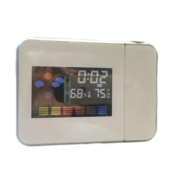 Color del LED de la Pantalla de Alarma Termómetro del Reloj de Tabla de la Hora Y la Fecha de Pronóstico del Tiempo de Visualización del Proyector Calendario Cargador USB Reloj de Mesa