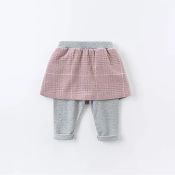 DBJ14538-2 dave bella otoño de las niñas de bebé de moda plaid bolsillos de los pantalones de los niños de longitud completa de pantalones de los niños en bebés y pantalones