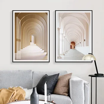 Marruecos Circular Arcos Pasillos de la Iglesia Entradas Pintura en tela, Arte de la Pared de Impresión de Carteles de Fotos para la Sala de estar Decoración para el Hogar