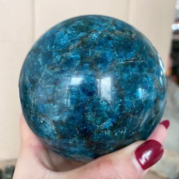 Natural De Color Azul Apatita Esfera De Sanación Con Piedras De Cristal Pulido