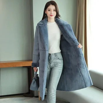 Cordero capa de pelo de mujer 2020 invierno coreano de la moda de Nueva versión de la Piel Floja una chaqueta de algodón Largo Ciervo de Gamuza de Ropa de las Mujeres Outwear