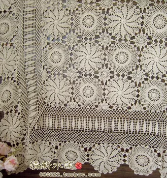 El envío libre de la moda las flores de diseño de color beige de ganchillo de la hoja de cama colcha cubierta para la decoración del hogar de la cortina para la boda mantel