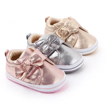 Las Niñas de bebé de los Zapatos Bowknot Prewalker de la Zapatilla de deporte de Algodón Niño Casual antideslizante Suela Blanda Niño Calzado de Primera Walker