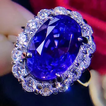 Anillo de boda de color Azul zafiro anillo de la plata esterlina 925 Fino trabajo de la joyería anillos